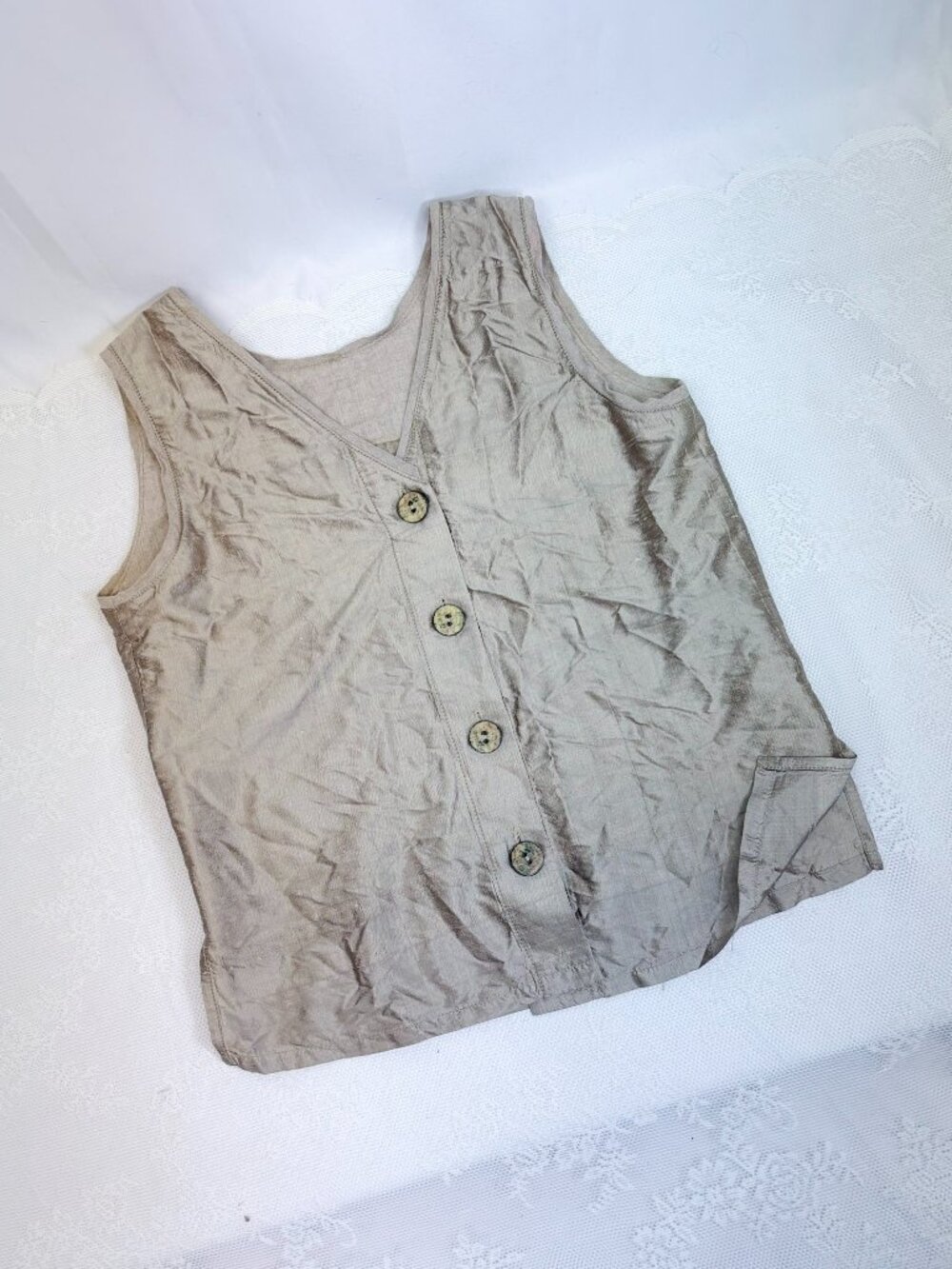 Vintage Neil & David Silk Linen Button Down Vest Small